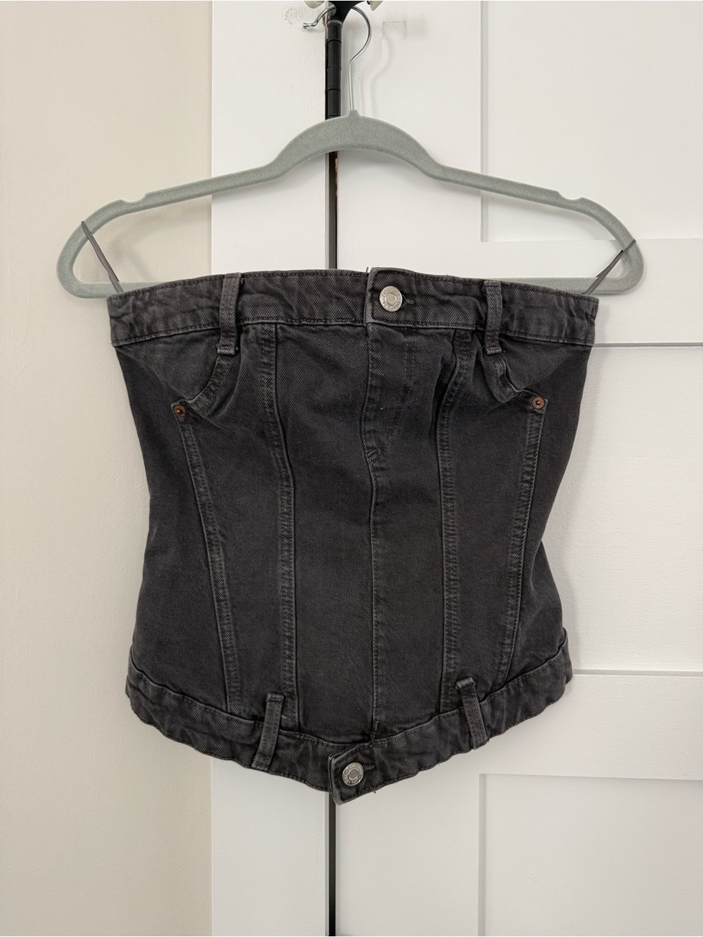 Zara Black Strapless Denim Corset Top